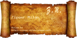 Zipser Milán névjegykártya